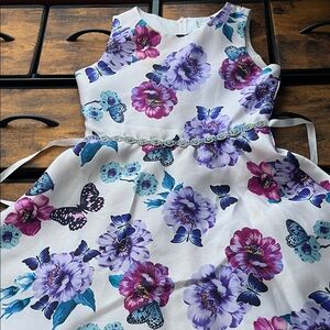 Emily Rose Kids Dress with Purple and Blue Floral Design